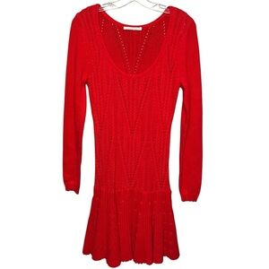 Vintage Red Victoria’s Secret Open Knit Sweater Dress XS